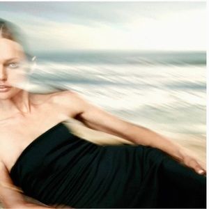 ZARA slip midi dress dark green NWT